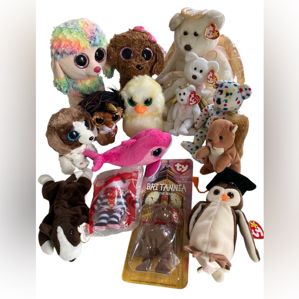 Lot‎ - 15 Ty Beanie Babies Boos Buddy Halo Bear Chick Dog Dolphin Owl Y2K.